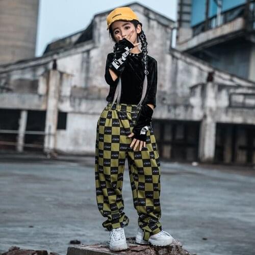 Jazz Dance Costume Children Korean Version Hip Hop Suit Girls Student Team Performance Clothing Hip-Hop Costumes Tide DWY4604