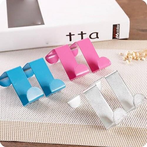 Fad Creative Z-type color door back hook stainless steel nail free traceless door hook door back s clothes hook 2 sets