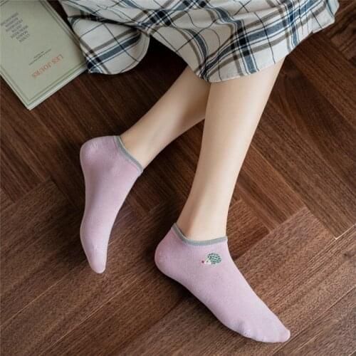 Harajuku Cotton Short Socks Japanese Funny Socks Embroidery Animal Cute Socks Women Creative Sokken Kawaii Chaussette Femme