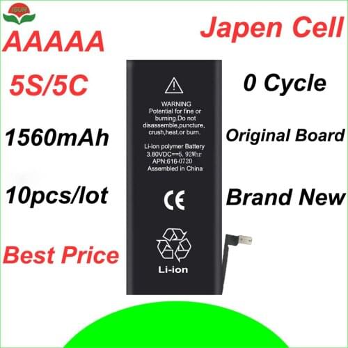 ISUN 10pcs/lot original quality 0 cycle mobile battery for iPhone 5S 5C 1560mAh 3.7V battery replacement