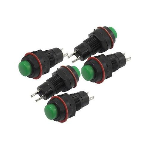 Green Self Lock Panel Mount Pushbutton Switch 12mm AC 250V/1.5A