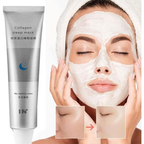 Korea Collagen Sleep Mask Wash Free Repair Oil-Control Acne Treatment Shrink Pore Night Hydrating Sleep Mask Purify Skin 100ml