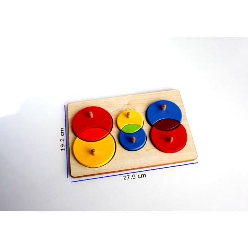 Circle Figure Main Colors Wooden Puzzle Educational Toy for Children Montesorri Kit as Gift Shape and Color Early Learning Toy