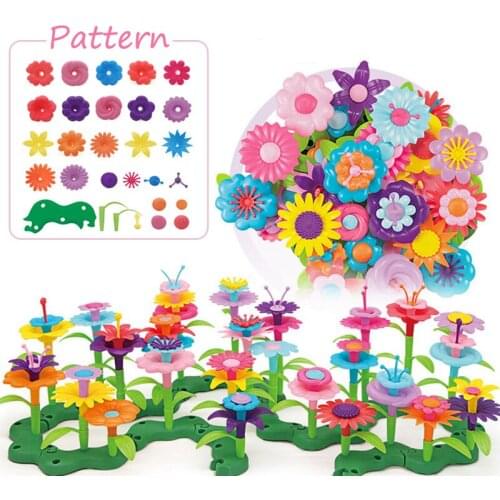 46pcs/set Variety Garden Flowers Blocks DIY Plastic Flowers Interconnecting Blocks Toys Sets Educational Creative Toys for Kids