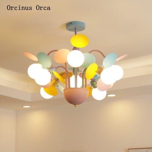 Cartoon pink balloon chandelier Girl Bedroom Princess Room childrens room creative Nordic Color Flower Chandelier