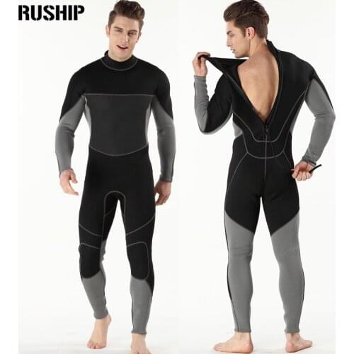 Men 3mm Neoprene long sleeve Spearfishing snorkeling one piece Elastic diving suits warm keeping patchwork Rash Guards swimwear