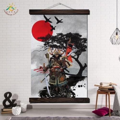 Samurai Japan Style Wall Art Canvas Prints Painting Frame Scroll Painting Hanging Poster Decorative Picture Art Wall Poster