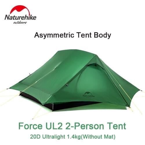 Naturehike Force UL2 Outdoor Double Door Ultralight 20D Waterproof Camping Tents 2 Persons Travel Tent With Mat