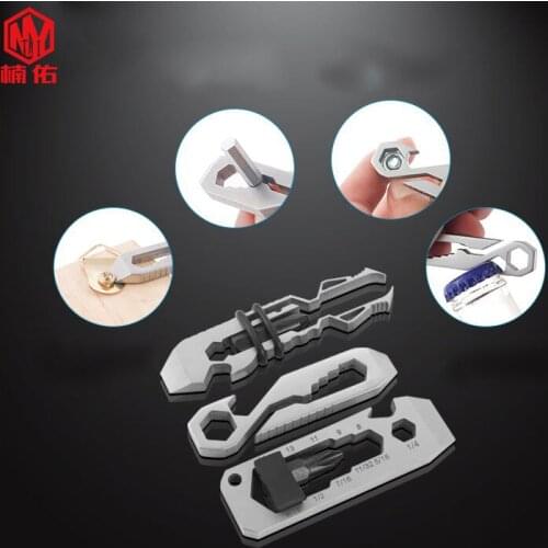 Stainless Steel 420 Crowbar EDC Tool CNC Multi-Function Portable Bottle Opener Outdoor Pocket Keychain