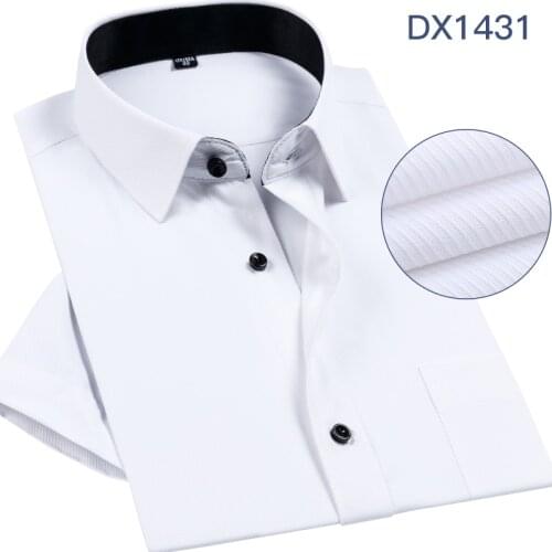 2021 New Men Shirt 40% Cotton Short Sleeve Solid Color Patchwork Collar Contrast Summer Cool Purple Blue White Regular Fit DA500