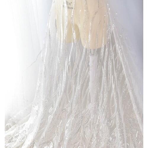 New arrival 130cm*1meter Willow branches sequin embroidery lace fabrics high-end wedding dress decoration mesh fabric