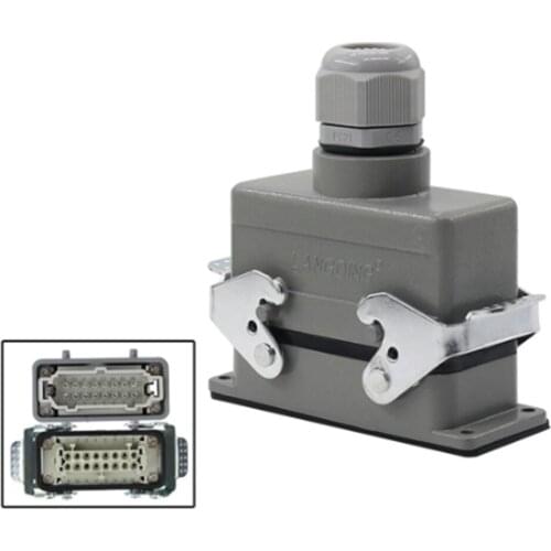 Rectangular Heavy Duty Connector HDC-HE-16 Core Industrial Waterproof Aviation Plug Socket 16A 500V Top Line And Lateral Line