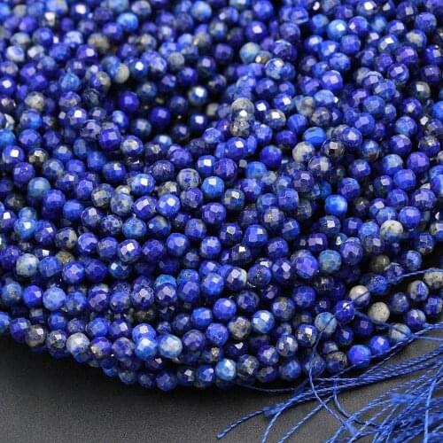 Sale Natural Lapis Lazuli Micro Faceted Beads 2mm 3mm 4mm Faceted Gem Spacer Beads,Small Tiny Beads for jewelry,1string of 15.5"