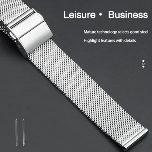 Strap for Samsung Galaxy Watch 46mm Stainless Steel Watch Band for Hauwei Watch GT2 46mm Butterfly Buckle 0.6Line Watch Bracelet