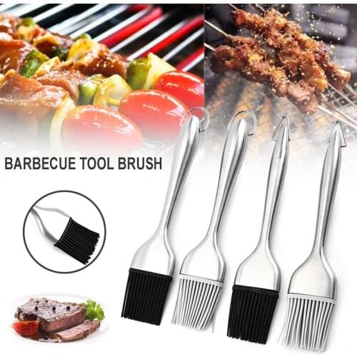 Silicone BBQ Brush with Stainless Steel Handle Heatproof Pastrys Barbecue Flavor Brush Kitchen Accessories Drop Shipping