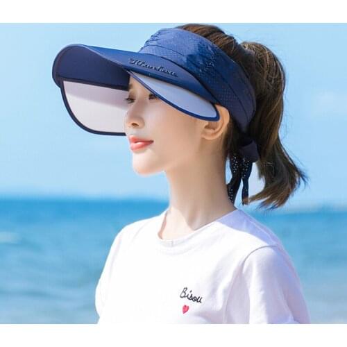 RUHAO Summer female protection UV hat sun hat ladies travel beach Retractable Visor Hats Wide Brim Chapeau Sun Hat For Women