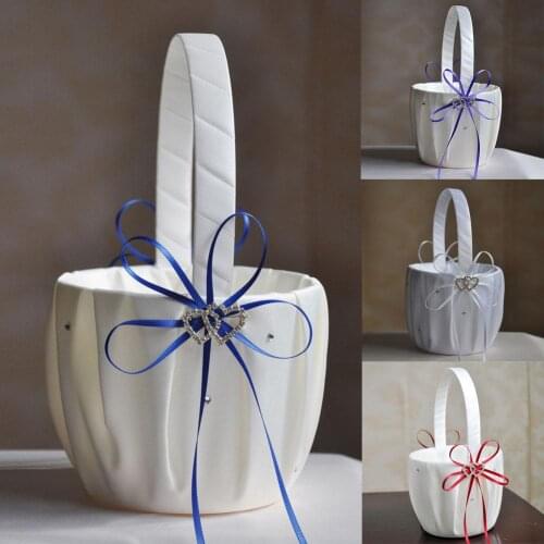 Wedding Basket FWedding Basket Flower Girl Basket for Ceremony Wedding Decoration Love Case Satin Basket Storage