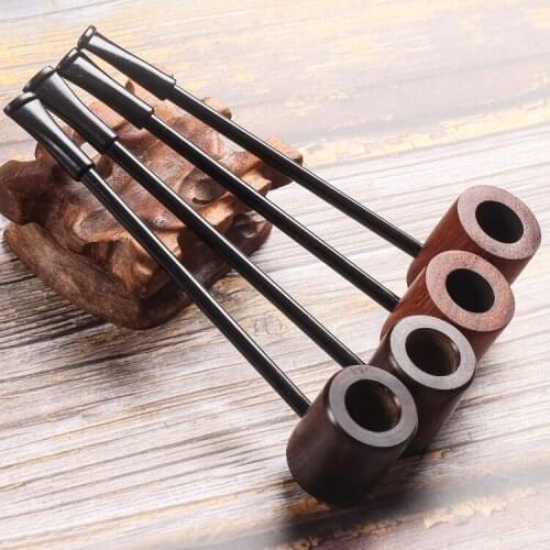 Ebony Wood Pipe Portable Smoking Pipes Herb Tobacco Pipes Grinder Smoke Gifts Red Color 9011