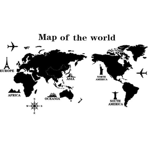Creative Arrival World Map Wall Sticker Home living room wall decoration Mural Art Decals background decor Map Wall stickers