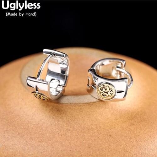 Uglyless Neutral Design Skeleton Skull Ear Hoops for Men Women Unisex 925 Silver Studs Earring Glossy Silver Brincos PUNK Jewel