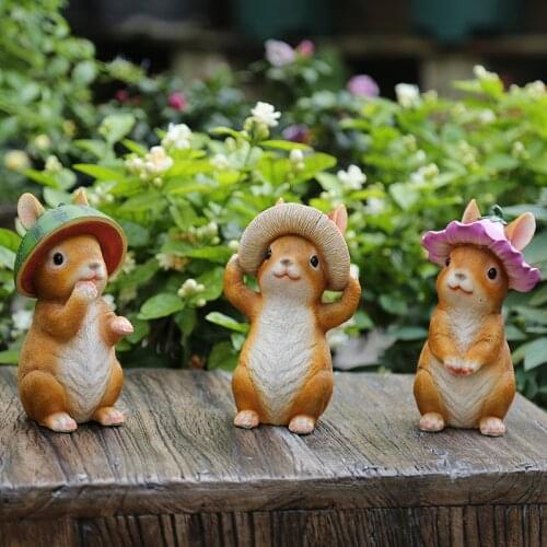 Outdoor Simulation Rabbit Resin Ornaments Garden Home Desktop Animal Figurines Decoration Courtyard Groceries Sculpture Crafts