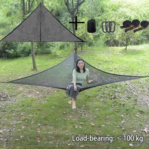 Outdoor Hammock 3 Point Design Portable Heavy Duty Camping Aerial Hammocks Tree Aerial Mat Hammock Tree House Air Sky Tent