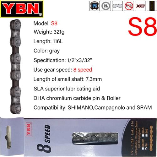 YBN Bicycle Chain 116 Links Silver S11S for m7000 XT Bike Chains MTB Mountain Road Bike Chians 11 Speed Hollow