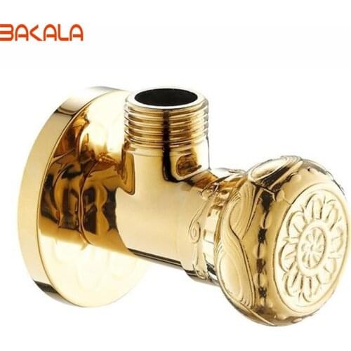 BAKALA High quality Newly 1/2"male x 1/2" male Brass Bathroom Angle Stop Valve Gold finish Filling valves bathroom GZ-0312L