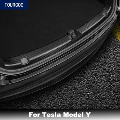 For Tesla Model Y Rear Trunk Guard Protective Leather Sticker Car Styling Modification Accessories
