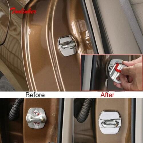 Tonlinker Interior Door Lock Protective Cover Sticker for Nissan Murano 2015-19 Car Styling 4 Pcs ABS/Stainless Steel Stickers