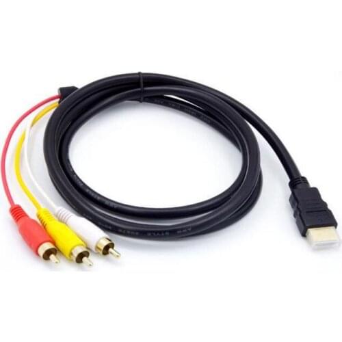 1.5M 1080P HDMI to 3 RCA Cable HDMI to AV Male Adapter Audio Video Cable for DVD HDTV STB hdmi to 3RCA cable 100PCS/LOT