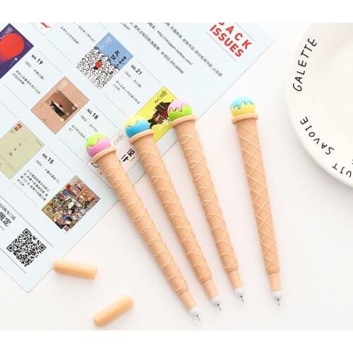 2pcs Sweet Ice Cream Gel Pen School Office Supply Student Stationery Writing Signing Black Ink 0.38mm