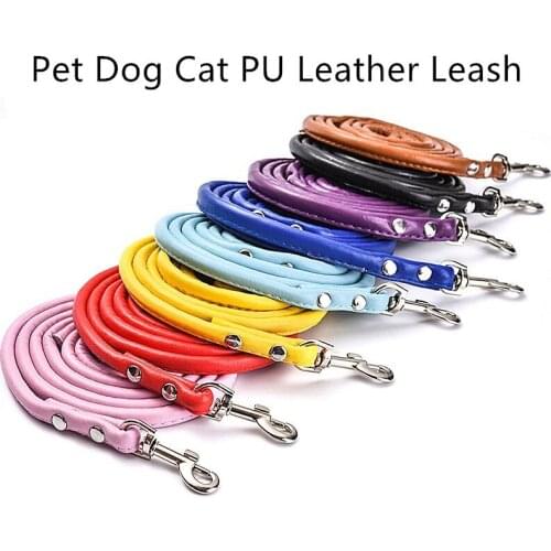 2021 New Pet Dog Cat Collars Harnesses Leads For Small Dog Cat Pu Leather Dog Cat Leash Dog Running Leash Pet Product Supplies