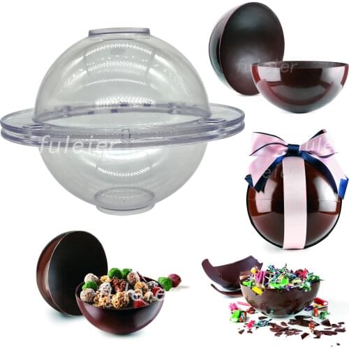 3D Big Sphere Polycarbonate Chocolate Mold, Ball Molds for Baking Making Hot Chocolate Bomb Cake Jelly Dome Mousse Confectionery