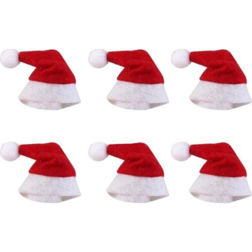 6pcs Mini Christmas Hat Santa Claus Hat Xmas Lollipop Hat Mini Wedding Gift Creative Caps Christmas Tree Ornament Decor