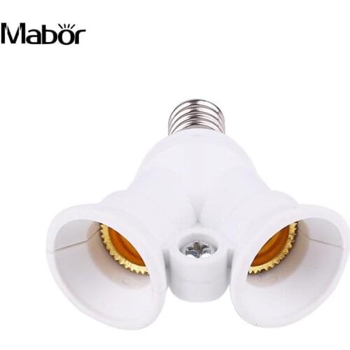 E14 To 2 E14 LED Lamp Socket Adapter Converter Bulb Holder Energy Saving White Splitter Adapter Lighting Accessories
