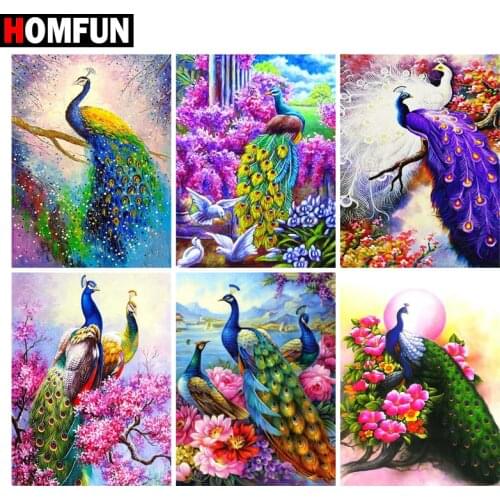 HOMFUN Full diamond Painting "Animal peacock" Resin Drill Embroidery 5D Diy Diamond Painting Handmade Cross Stitch gift