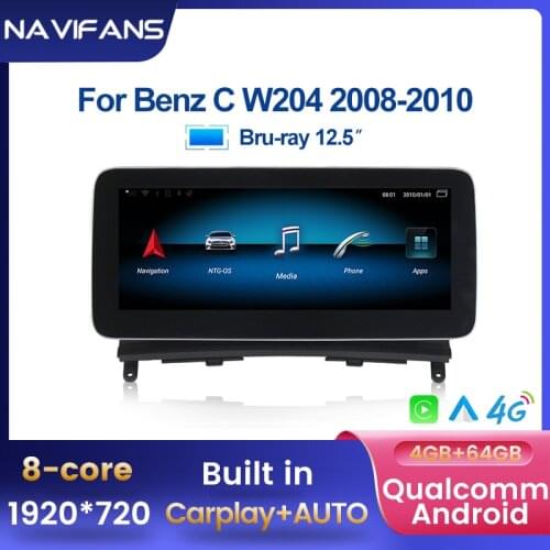 Android 10 Qualcomm System 4G+64G WIFI 4G LTE For Mercedes Benz C-Class W204 S204 2008 2009 2010 w204 Car Multimedia Radio GPS