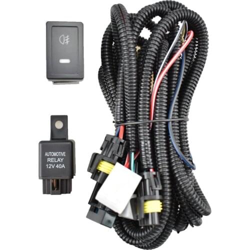 Car Fog Light H11 Wiring Harness Fuse Relay Cable Switch Kit For S-uzuki Splash Hatchback 2008-2015