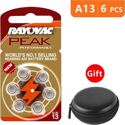 Hearing Aid Batteries Size 13 za Rayovac Peak Performance,Pack of 6,Orange Tab PR48 1.45V Type A13 AU-6nhs Zinc Air Battery
