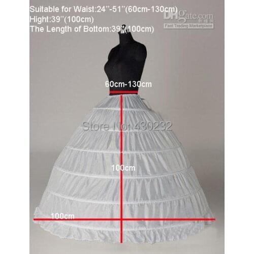 Free shipping High Quality White 6 Hoops Petticoat Crinoline Slip Underskirt For Wedding Dress Bridal Gown In Stock 2021