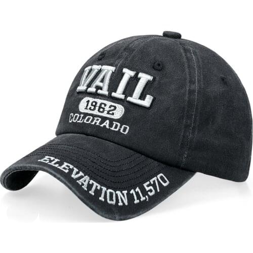 Mens Baseball Cap Colorblock 3D VAIL Embroidered Trucker Hat Womens Summer Hat Washed Denim Retro Inscrption Hip-Hop BQM092