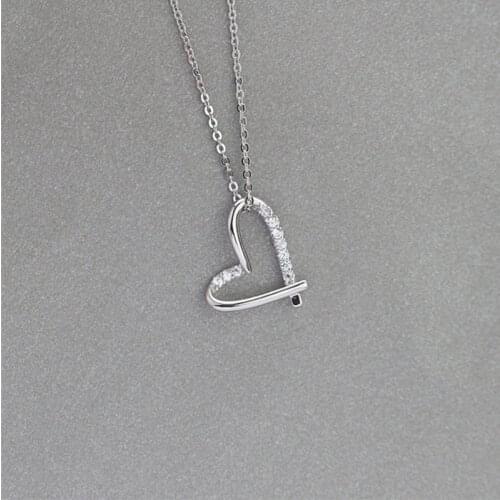 Heart Clavicle Chain Simple Wild Korea 925 Sterling Silver Temperament Personality Fashion Female Necklace SNE128