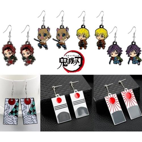 Demon Slayer Drop Earrings for Women Girl Anime Cartoon Stud Earring Creative Jewelry Earring