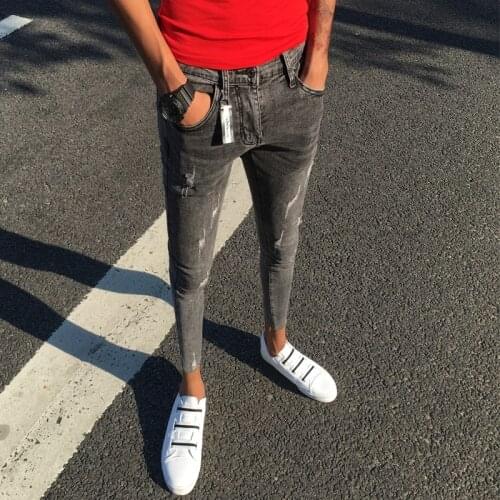 Spring autumn new ankle length jeans mens 2021 Korean stretch small feet thin mens teenager street teen pencil pants