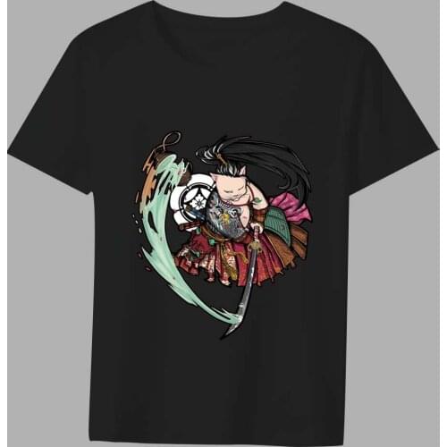 Summer T-shirt Mens Classic Harajuku Street Anime Samurai Print Series Casual Simple O-neck Youth Commuter Comfortable Shirt