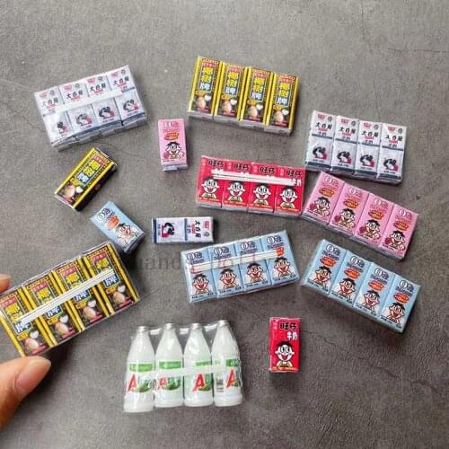 1:12 Dollhouse Mini Milk and Coconut Water Model for Dollhouse Toy Drink Box Accessories