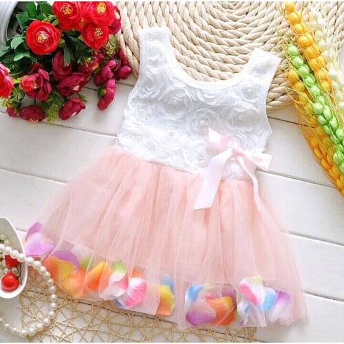 New baby girl dress 2016 summer party sleeveless patchwork girls tutu dress princess chiffon toddler lace flower clothes vestido