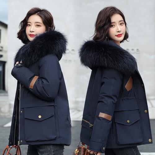 New 2021 Winter Coat Women Warm Thick Hooded Parkas Plus Size Large Fur Collar Embroidery Jackets Padded Coats