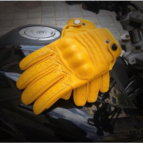 Mens Genuine Leather Cowhide Motorcycle Racing Mountain Bicycle Gloves Motocross Cycling Sports Tactical Touch Screen Gloves